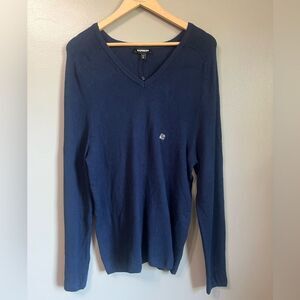 Express navy blue V neck sweater size XL preppy‎ academia business office wear